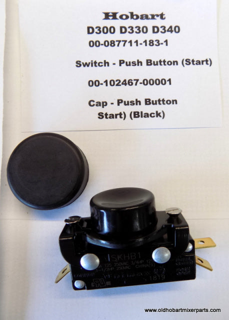 Hobart D300 Black Push Button Start Switch 00-087711-183-4 Black Push Button Cap 00-102467-00001