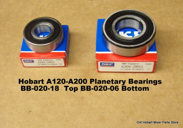 Agitator Shaft Top Bearing BB-017-12, Bottom Bearing BB-020-06 for Hobart A120 and A200 Mixer