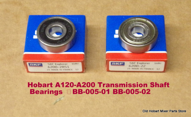 Hobart A120-A200 Transmission Shaft Bearings BB-005-01, BB-005-02.