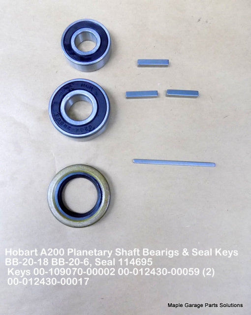 Hobart A200 Planetary Shaft Bearings, Seal & Keys