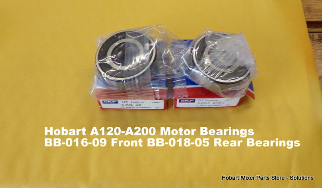 Motor Rotor Front & Rear Bearings for Hobart A120, A200 Mixers. Replaces BB-16-5, BB-17-05