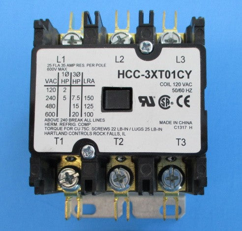 Contactor 110 VAC 1 Phase for Hollymatic Super 54 Patty Machine. Replaces 7727.