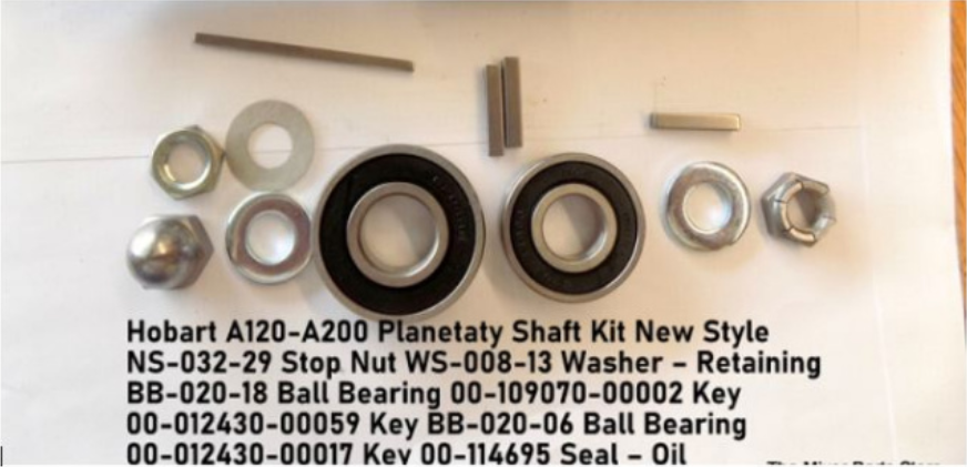 Hobart A120-A200 New Style Planetary Shaft Kit Rebuild kit minus shaft