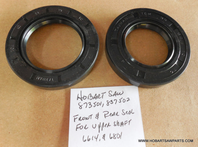 Upper Wheel Shaft Front 00-837502 and Rear Seals 837501 for Hobart 6614 and 6801 Saws.