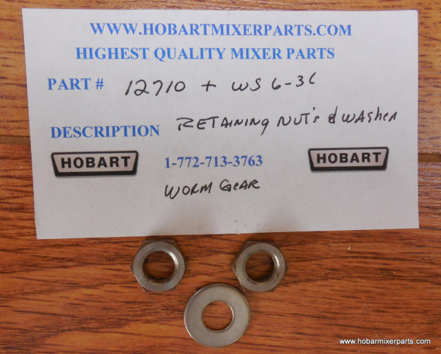 Retaining Nuts and Washer 12710, WS-6-36 new number 00-012710, WS-006-36 for Hobart A120 and A200