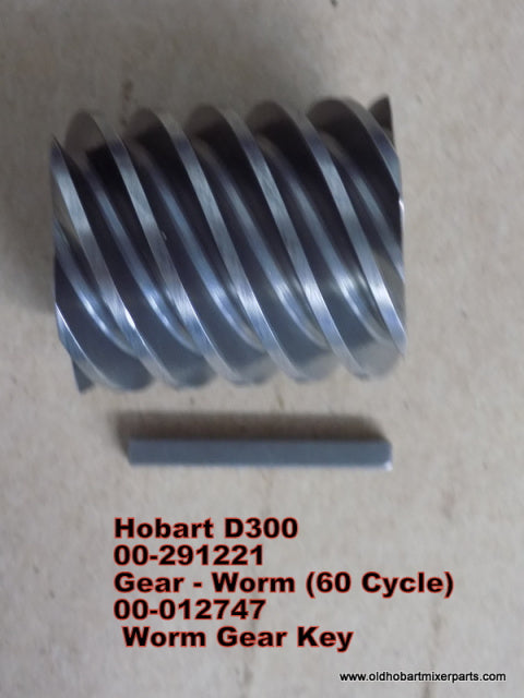 Hobart D300 Worm Gear (60 Cycle) 00-291221 and Worm Gear Key 00-012747