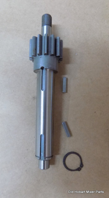 Transmission Shaft with 15 Tooth Gear 00-291236, Keys 00-435297, Retaining Ring RR-004-18 for Hobart A120 and A200 Mixer