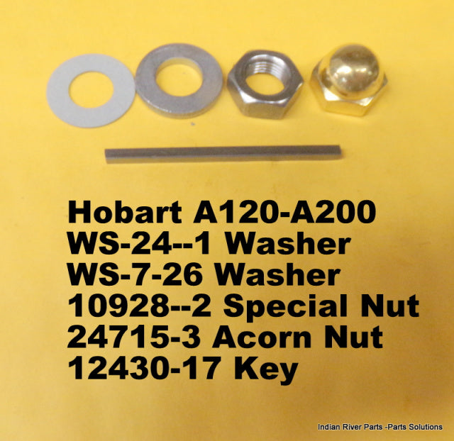 Planetary Shaft 00-124946 Washer WS-024-01 Washer 00-010928-00002 Special Nut 00-024715-00003 Acorn Nut for Hobart A120 and A200 Mixer