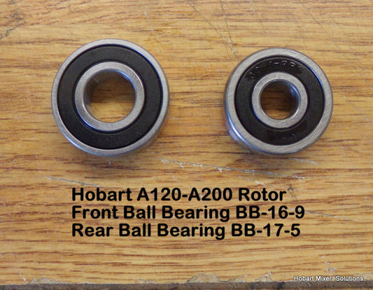 Front & Rear Rotor Bearings for Hobart A120 & A200 Mixers. BB-16-9, BB-17-5.