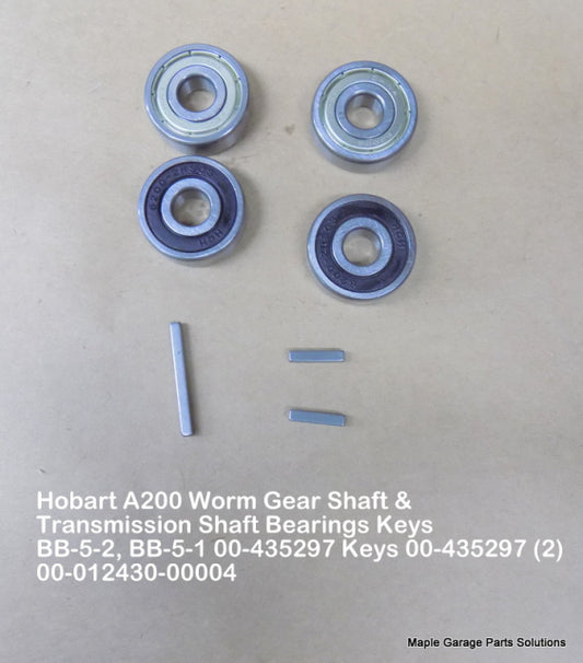 Hobart A200 Worm Gear Shaft & Transmission Shaft Bearings & Keys