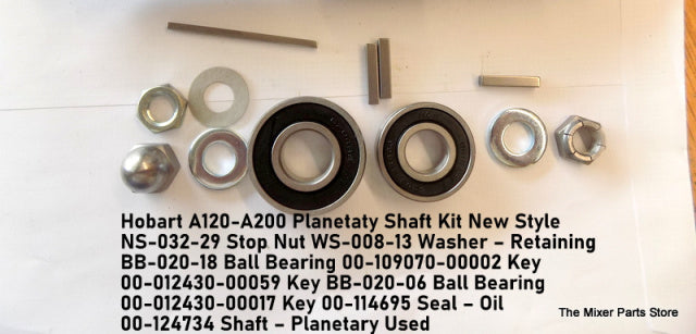 Planetary Shaft Hardware Kit with Bearings for Hobart A120 & A200 Mixers.