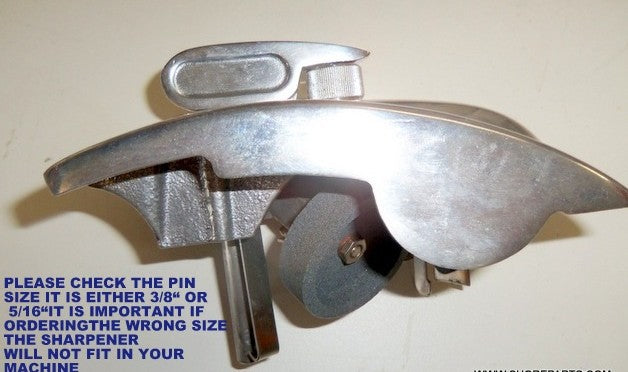 Sharpener with Aluminum Cover and 3/8" Pin for Berkel 909 & 919 Slicers. Replaces 4675-0818.