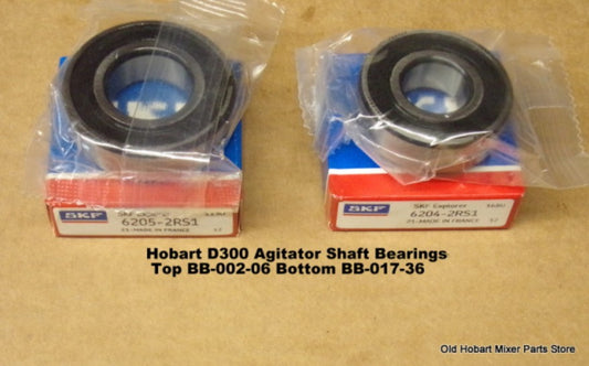 Hobart D300 Mixer Agitator Shaft Top BB-002-06 Bottom BB-017-36  Bearings