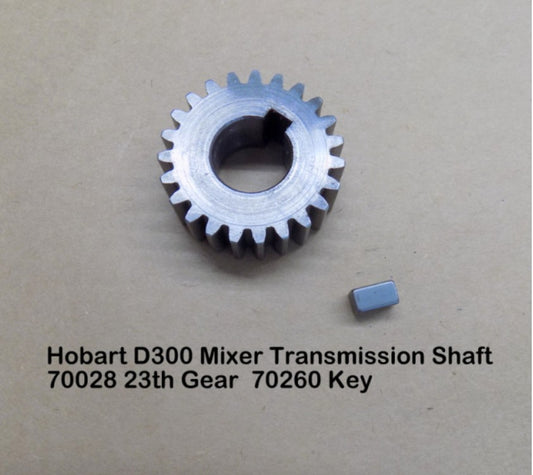Hobart D300 Mixer 23 Tooth Gear replaces 00-070028 with Key 70260