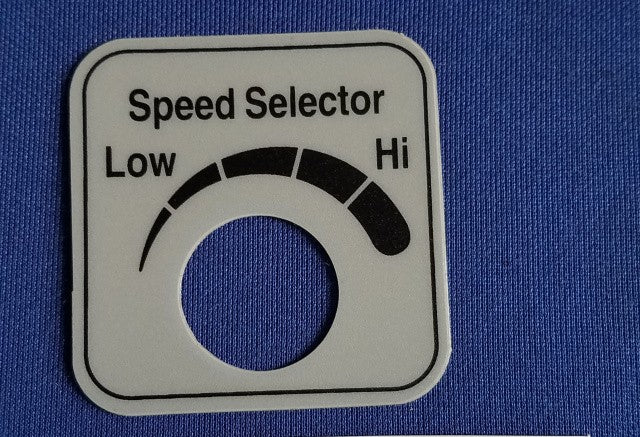 Speed Selector Decal for Hobart 2712 & 2912 Slicers. Replaces 00-478265