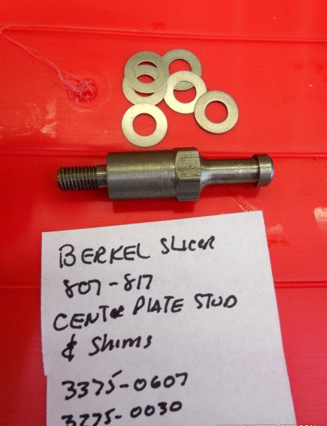 Center Plate Stud & Shims for Berkel 807 & 817 Slicers. Replaces 3375-0607 & 3375-0030.