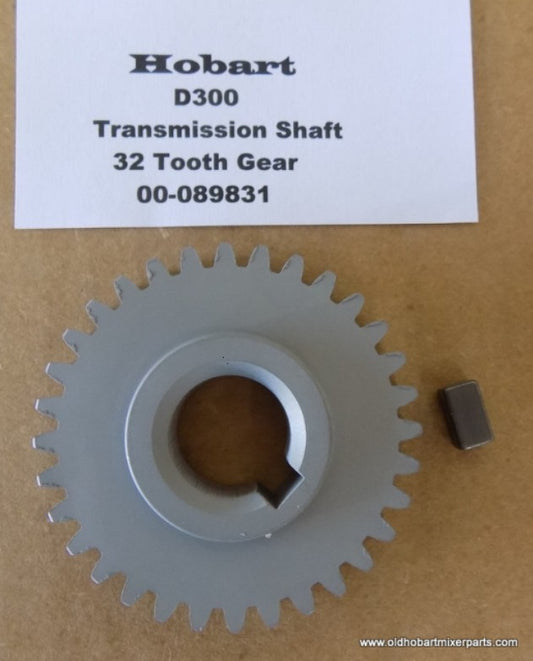 Hobart D300 Mixer Transmission Shaft 32 Tooth Gear 00-089831 with Key - New
