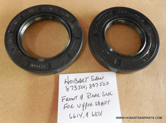 Upper Wheel Shaft Front 00-837502 and Rear Seals 837501 for Hobart 6614 and 6801 Saws.