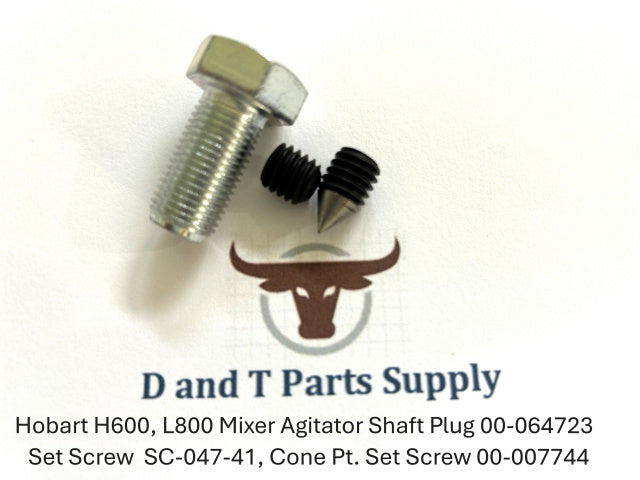 Hobart H600, L800 Mixer Agitator Shaft Plug 00-064723 Set Screw SC-047-41 Cone Point Set Screw 00-007744