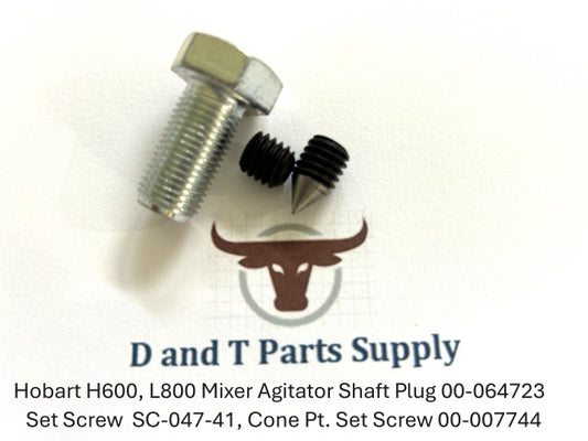 Hobart H600, L800 Mixer Agitator Shaft Plug 00-064723 Set Screw SC-047-41 Cone Point Set Screw 00-007744